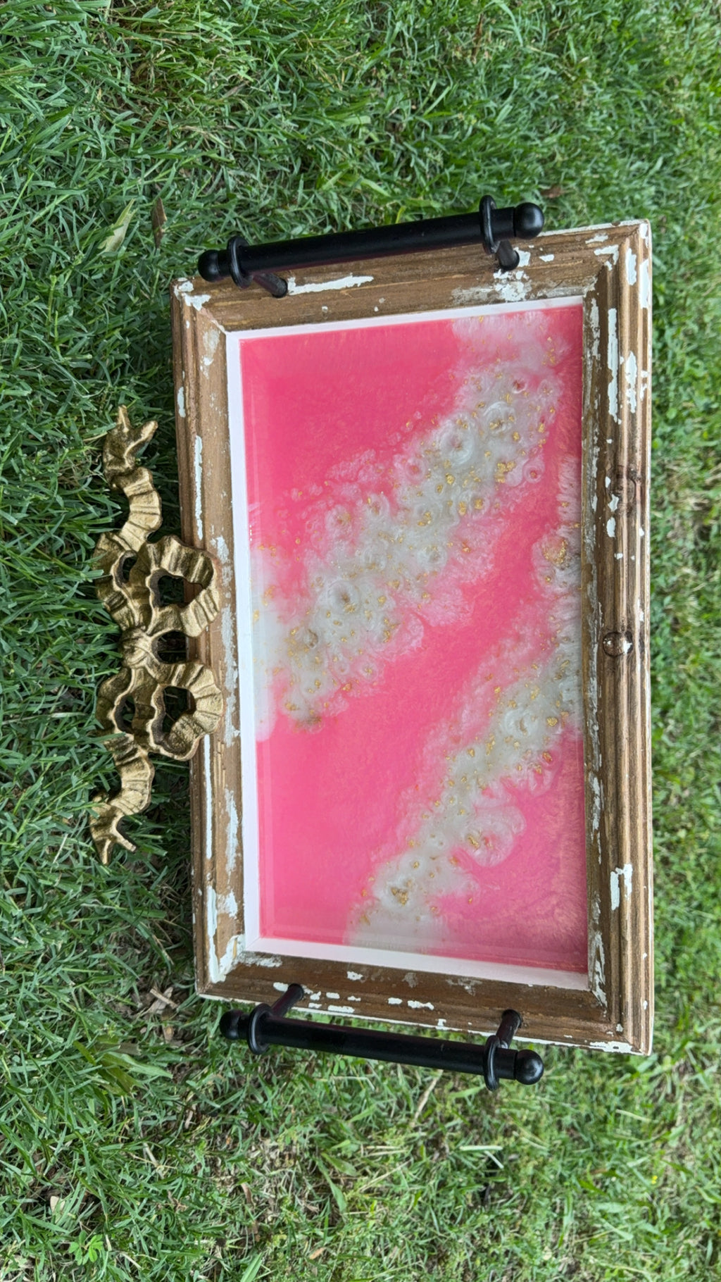 Pink Resin Wood Tray