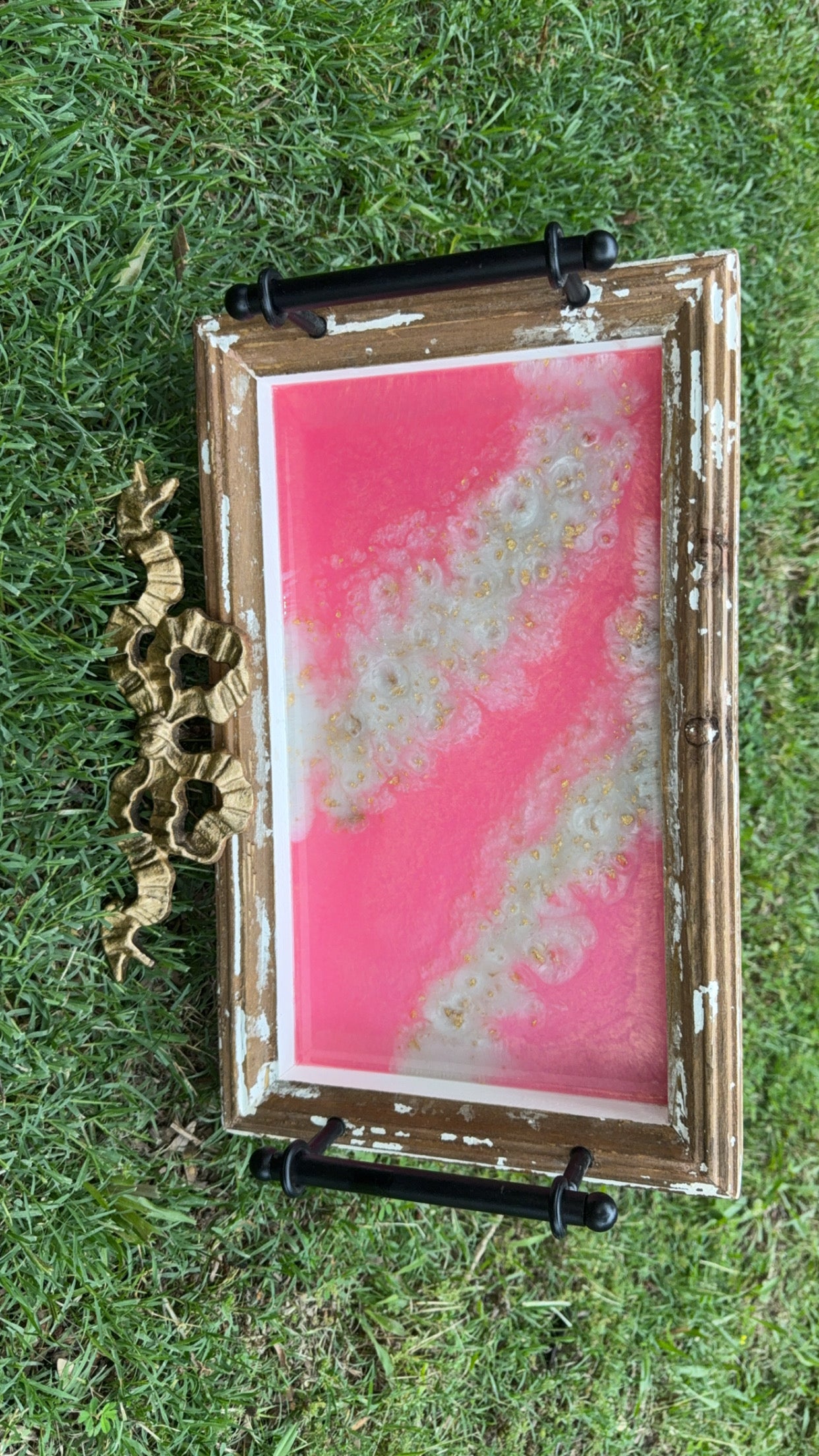 Pink Resin Wood Tray