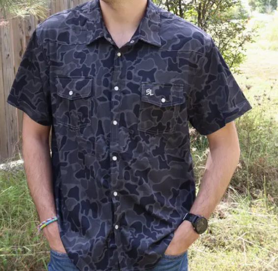 Black Camo SL Button Down