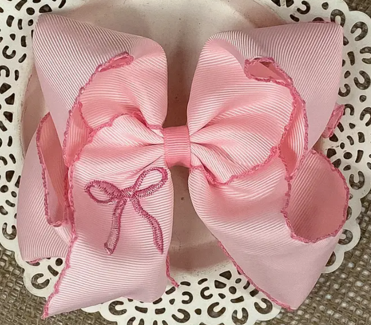 Pink Coquette Moonstitch Hair Bow