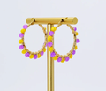 Yellow/Purple Beaded Hoops
