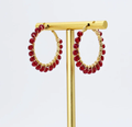 Maroon Beaded Hoops