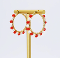 Red/White Beaded Hoops