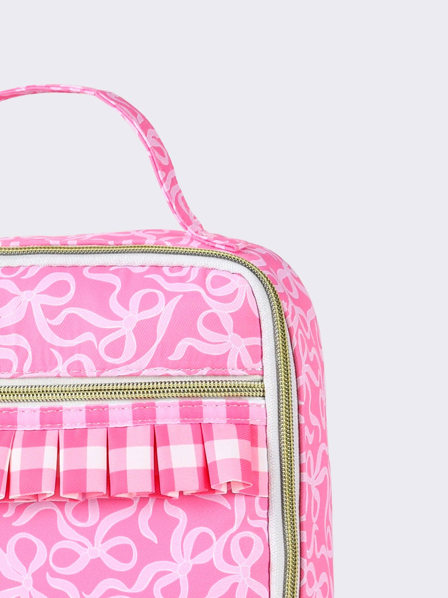 Gingham Ruffle Bow Printed Girls Lunch Box Bag