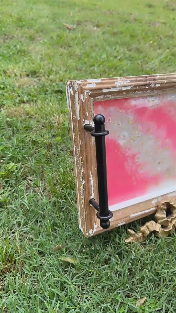 Pink Resin Wood Tray